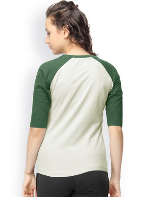 47 Raglan Sleeve Crew Neck Tee Shirt For Ladies-RZ03