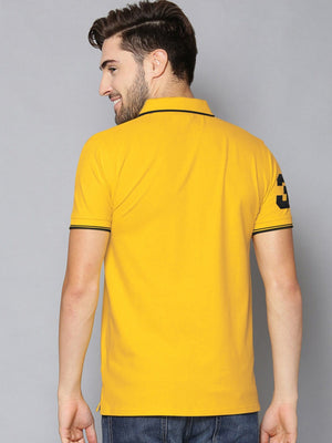 U.S Polo Assn. P.Q Half Sleeve Polo Shirt For Men-Yellow with White & Navy-BE886/BR13129