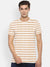 Summer Crew Neck Tee Shirt For Men-Off White with Stripe-RT68