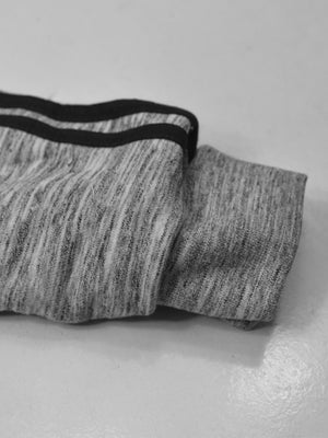 Adidas Faux Fur Zipper Hoodie For Men-Grey Melange With Black Stripes-SP67
