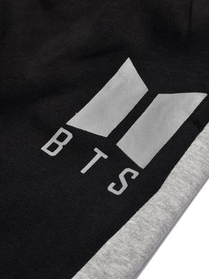 BTS Fleece Tracksuit For Kids-Black with Grey-BR868