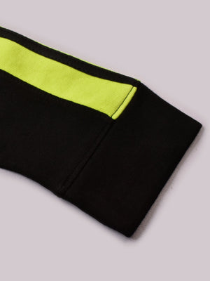 Louis Vicaci Fleece Zipper Tracksuit For Ladies-Black with Parrot Stripe-SP258/BR368