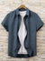 Louis Vicaci Super Stretchy Slim Fit Half Sleeve Summer Button Down Shirt For Men-Navy Melange-BR540