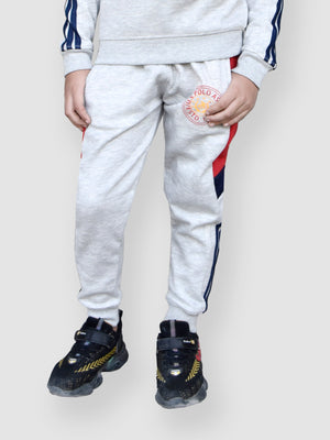U.S Polo Assn Fleece Jogger Trouser For Kids-Grey Melange-RT1202