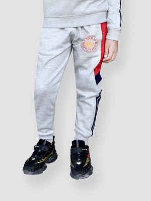 U.S Polo Assn Fleece Jogger Trouser For Kids-Grey Melange-RT1202