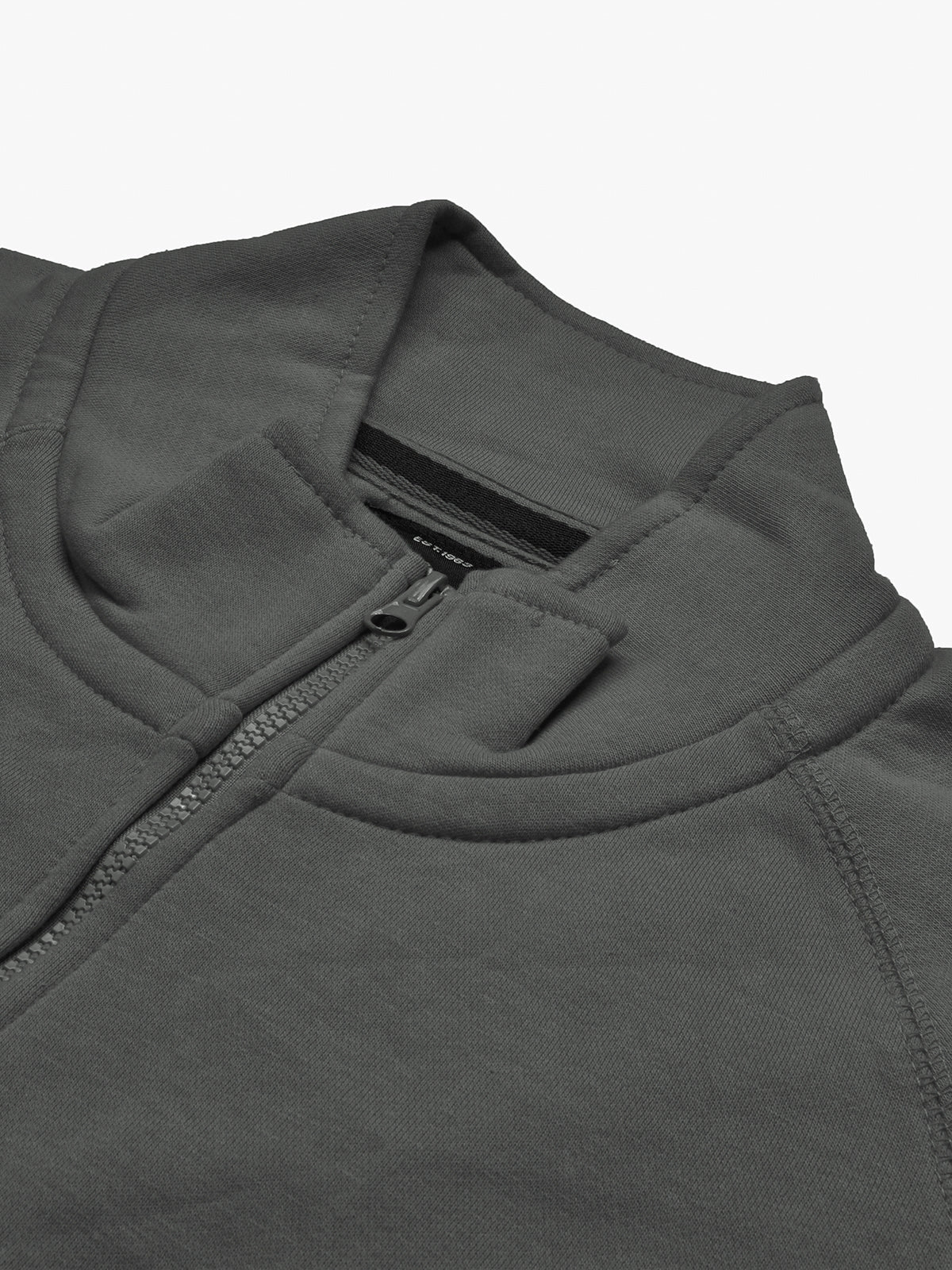 Louis Vicaci Fleece Stylish Zipper Mock Neck For Men-Dark Grey-BR829