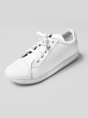 R-One Faux Leather Sneakers For Men-White-RT1017