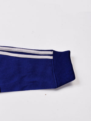 Premium Quality Crew Neck Fleece Sweatshirt For Men-Royal Blue With White Stripes-BE19
