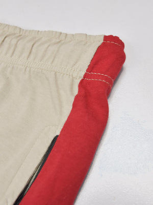 Summer Single Jersey Slim Fit Trouser For Men-Wheat With Red Stripe-RT110