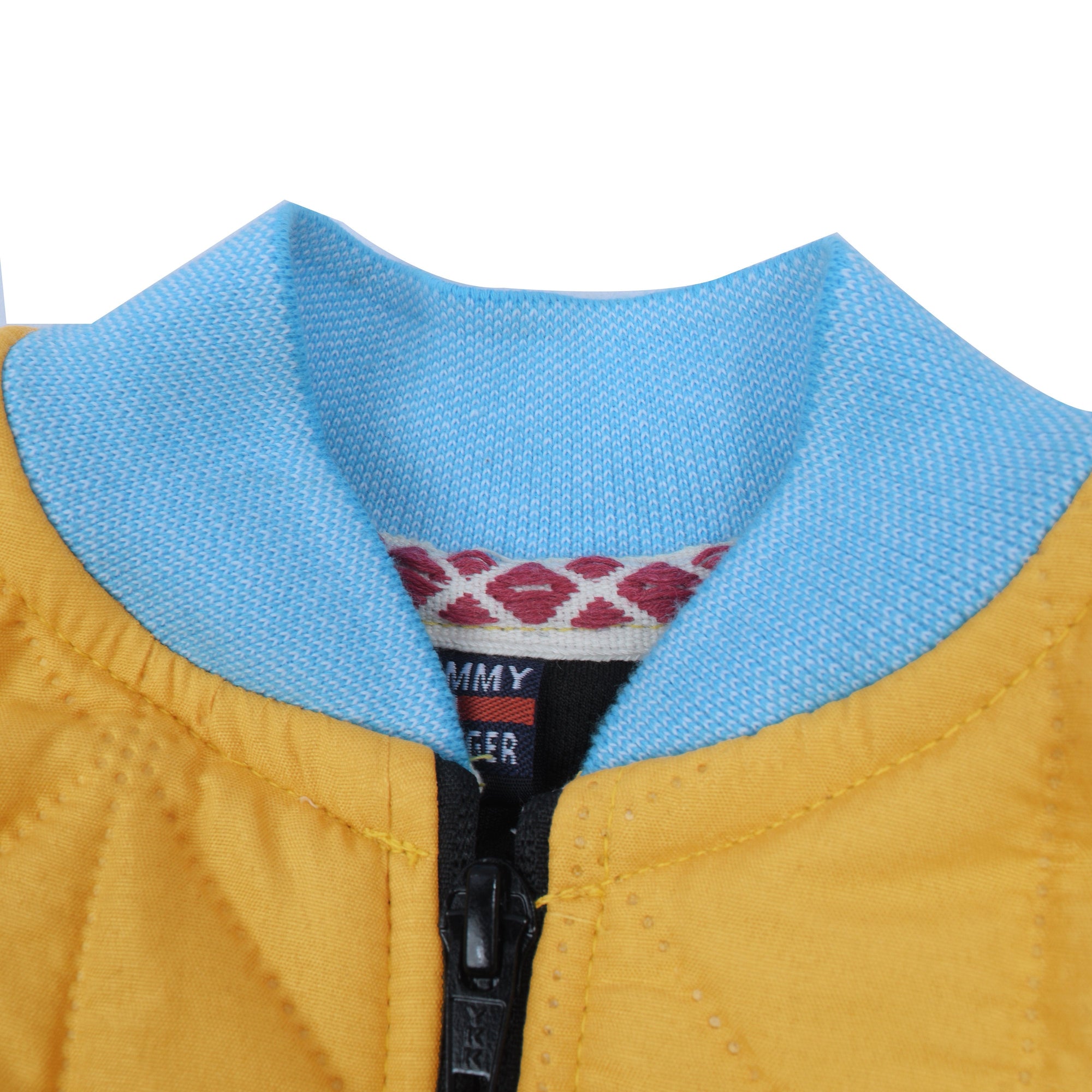 Quilted Zipper Baseball Jacket For Kids-Yellow & Light Sky Melange-SP4290