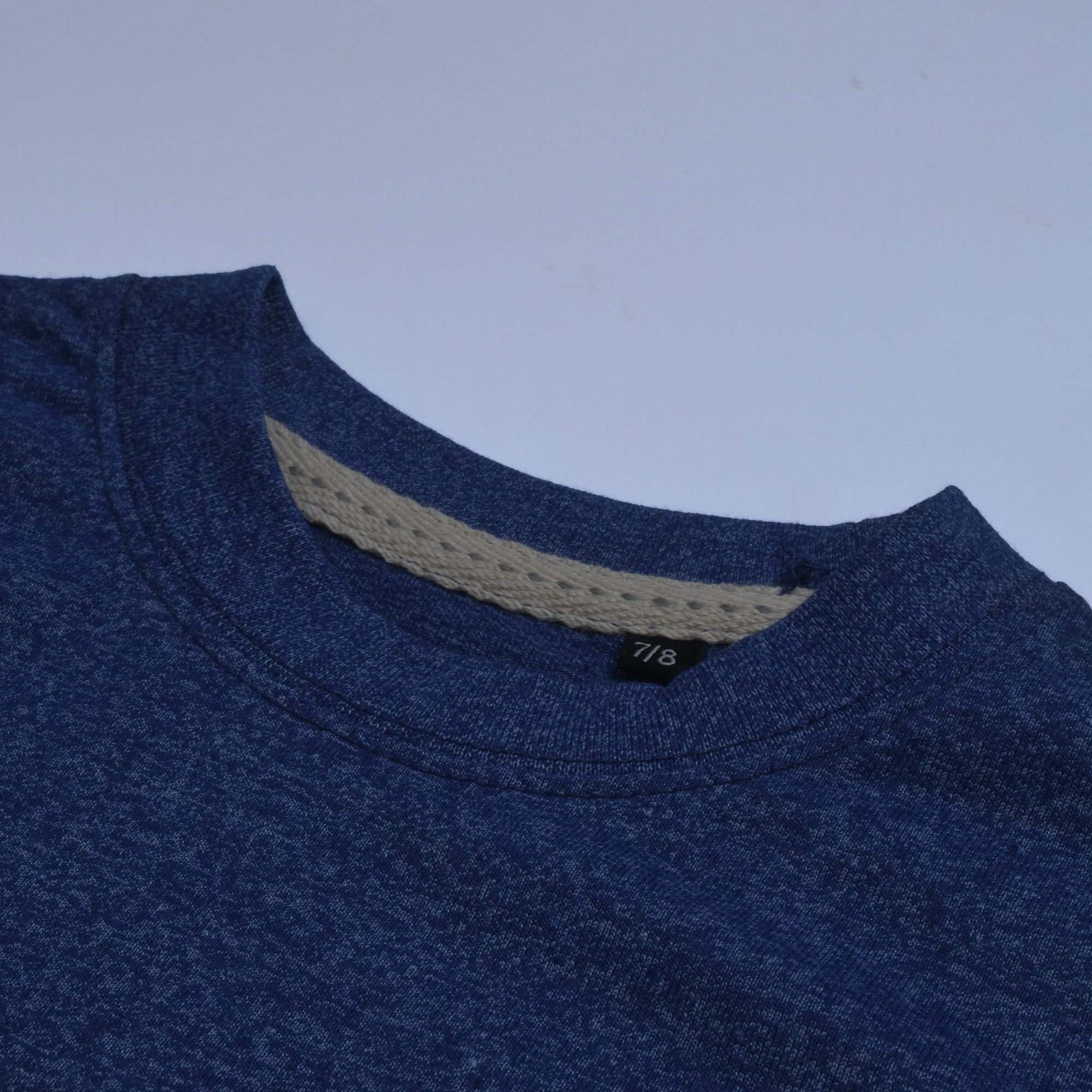 Basic Crew Neck Single Jersey Tee Shirt For Kids-Blue  Melange-NA11580