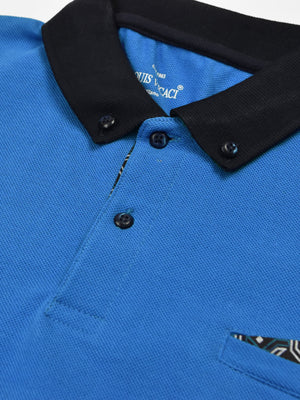 Summer Polo Shirt For Men-Blue & Dark Navy-RT747