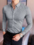 Louis Vicaci Super Stretchy Slim Fit Long Sleeve Summer Button Down Shirt For Men-Grey Melange-BR568