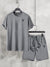 Summer Fashion T-Shirt & Lounge Short Suit For Men-Shine Grey-BR691