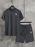 Summer Fashion T-Shirt & Lounge Short Suit For Men-Charcoal Melange-BR682