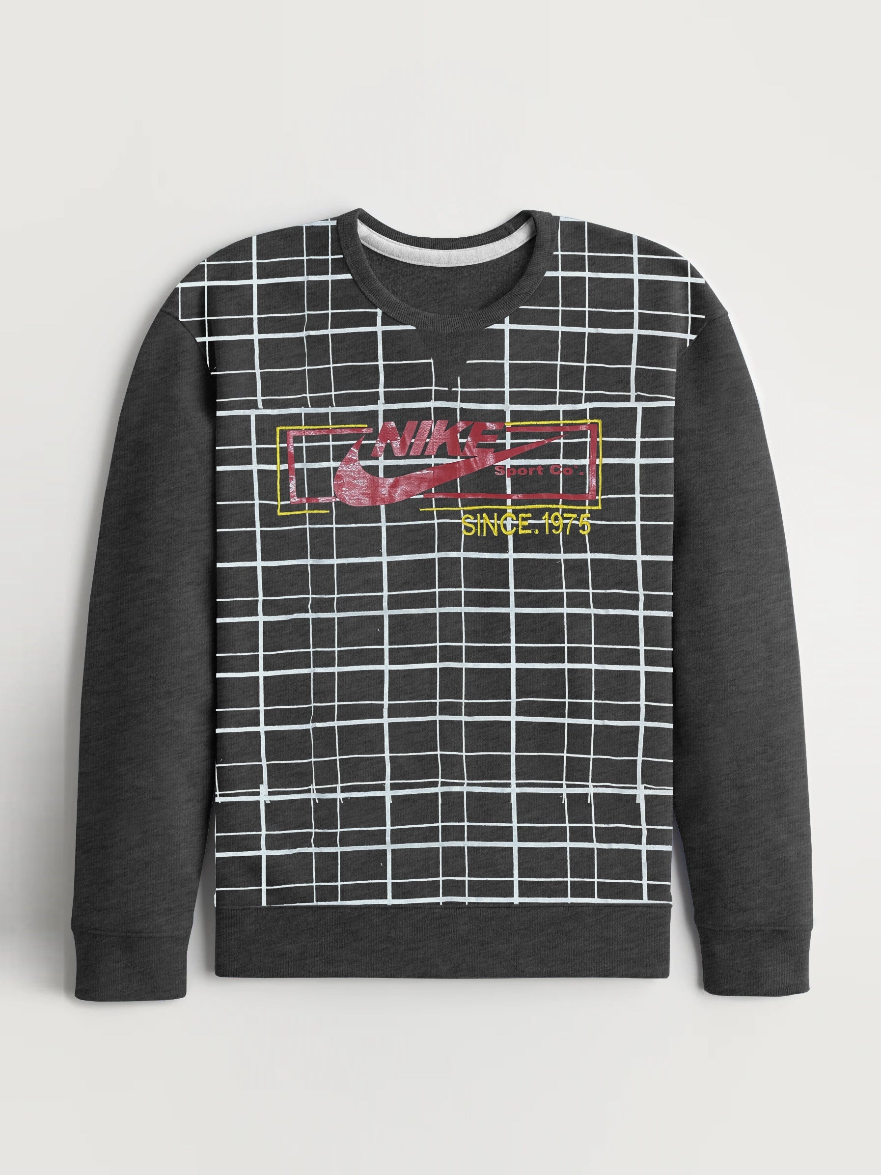 Premium Crew Neck Terry Fleece Sweatshirt For Men-Charcoal-RT1883