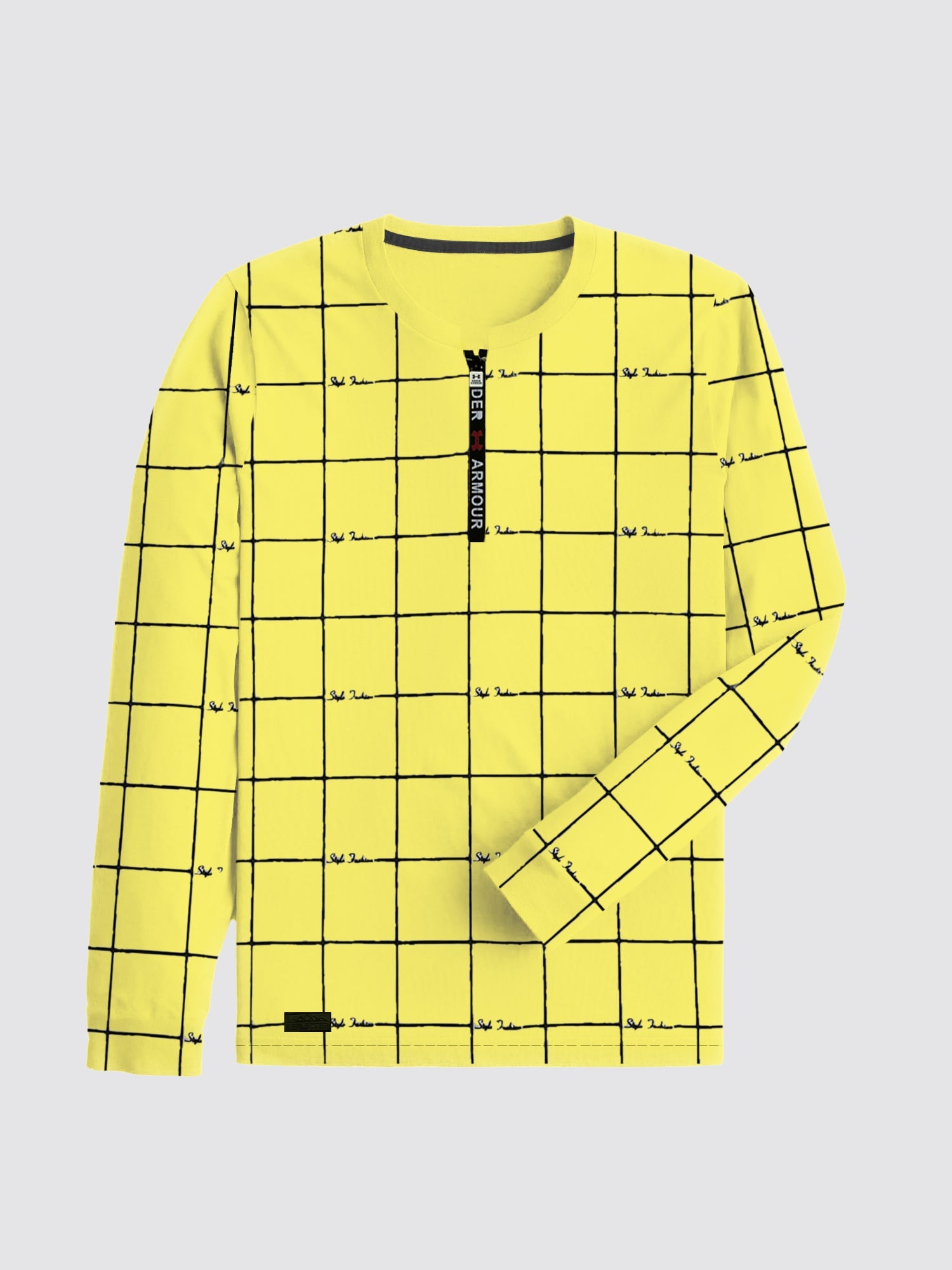 UA 1/3 Zipper Long Sleeve Tee Shirt For Men-Yellow-RT384