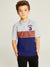 Champion Single Jersey Polo Shirt For Kids-Grey Melange with Brown & Blue Panels-RT889