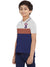 Champion Single Jersey Polo Shirt For Kids-Grey Melange with Brown & Blue Panels-RT888