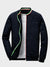 Louis Vicaci Fleece Stylish Zipper Mock Neck For Men-Navy with Tri Stripe-BR810