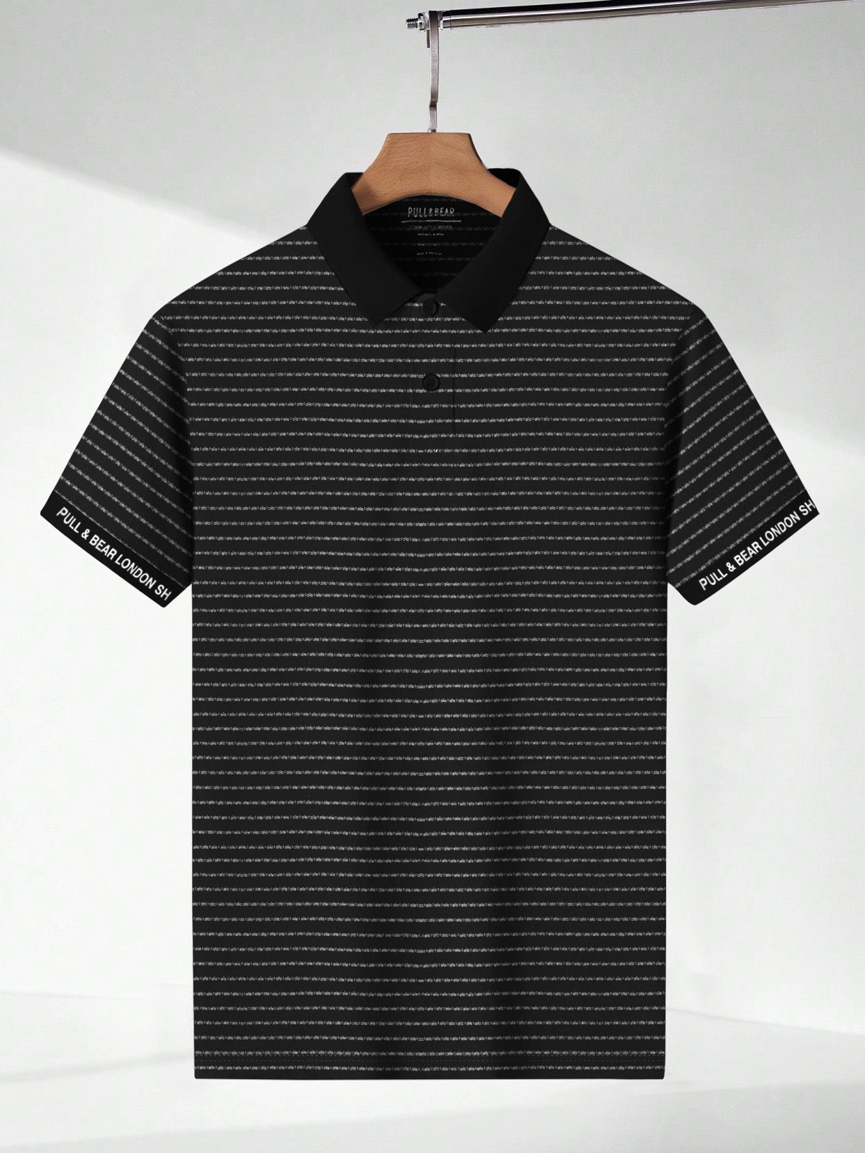 P&B Summer Polo Shirt For Men-Black with White Stripe-BE734/BR12993