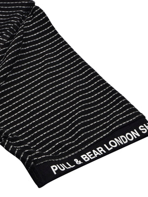 P&B Summer Polo Shirt For Men-Black with White Stripe-BE734/BR12993
