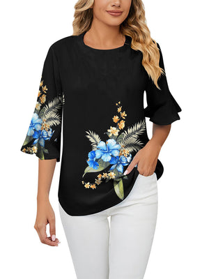 Louis Vicaci Butterfly Sleeve 4 Sided Lycra Top For Ladies-Black-RT2009