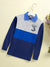 Champion Single Jersey Long Sleeve Polo Shirt For Kids-Navy with Blue & Grey Panels-BE14893