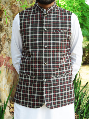 Crown Premium Quality Stylish Waistcoat For Men-Multi Check-BR336/SP36