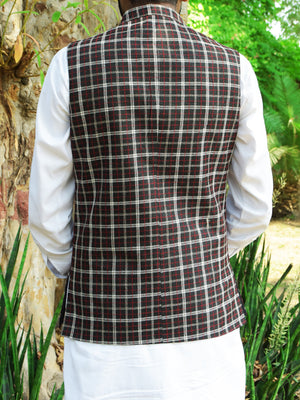 Crown Premium Quality Stylish Waistcoat For Men-Multi Check-BR336/SP36