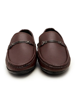 Men's Comfortable Loafer Shoes With Buckle-Brown-SP6205