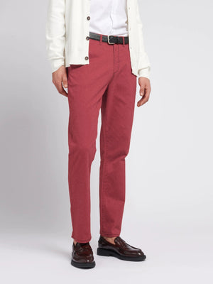 Morfin Slim Fit Cotton Chino Pent For Men-Carrot Red Melange-RT1811