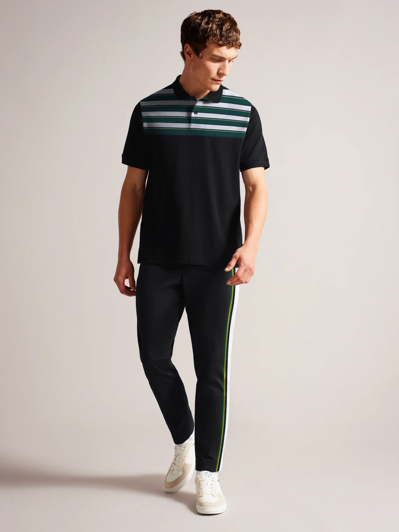 Louis Vicaci Stretchy Single Jersey Tracksuit For Men-Black with Stripe-BR604