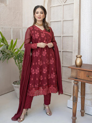 Omal By Komal Unstitched 3 Piece Frock Style Suit-BR637
