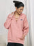 NK Terry Fleece Lace Up Hoodie For Ladies-Light Pink-RT903