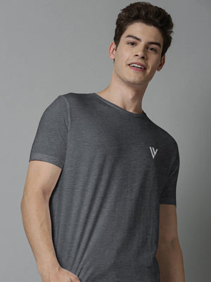 Louis Vicaci Summer T Shirt For Men-Charcoal Melange-BR628