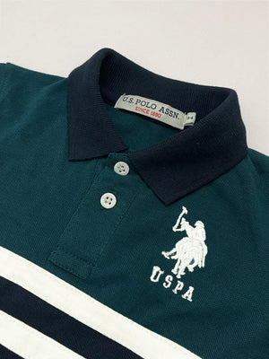 USPA Half Sleeve P.Q Polo Shirt For Kids-Dark Navy & Zinc-RT1971