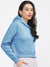 Calliope Fleece Cropped Pullover Hoodie For Ladies-Blue-BR112