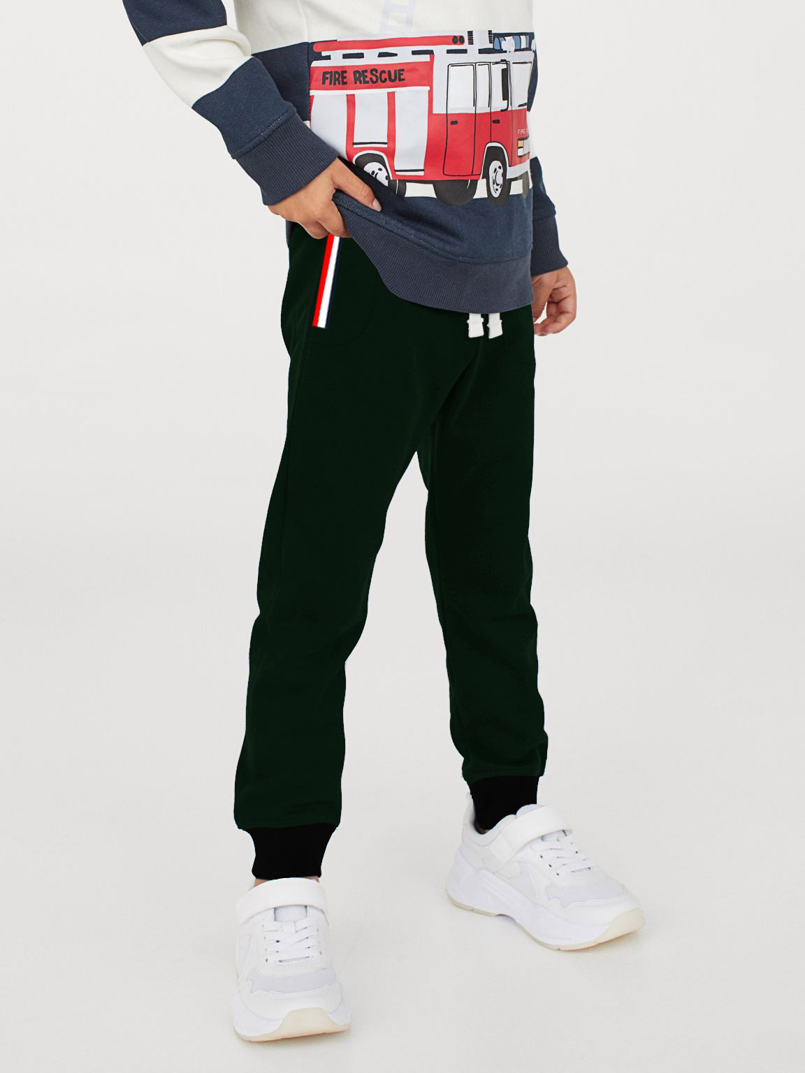ADS Fleece Slim Fit Jogger Trouser For Kids-Dark Cyan green-RT219