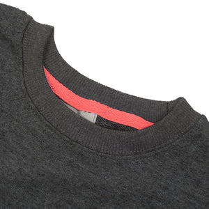 Fleece Sweatshirt For Kids-Charcoal Melange with Print-BE12815
