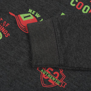 Fleece Sweatshirt For Kids-Charcoal Melange with Print-BE12815