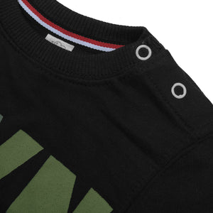 Terry Fleece Sweatshirt For Kids-Black with Print-BE12832