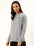 NK Fleece Crew Neck Sweatshirt For Ladies-Grey Melange-BR83