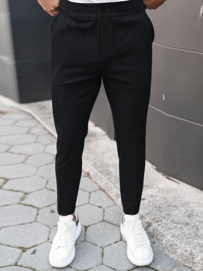 Louis Vicaci Slim Fit Lycra Trouser Pent For Men-Black-RT1826