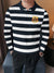Louis Vicaci Long Sleeve Polo Shirt For Men-White & Navy Stripe-BE88/BR904