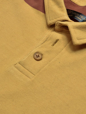 Louis Vicaci Single Jersey Long Sleeve Polo Shirt For Kids-Yellow with Dark Orange-BR795
