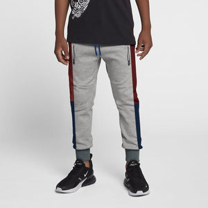 Next Slim Fit Jogger Trouser For Kids-Grey Melange with Dark Maroon & Dark Navy  Panels-SP2631