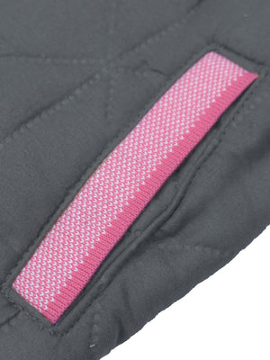 TH Quilted Zipper Baseball Jacket For Kids-Grey with Pink-BE15221