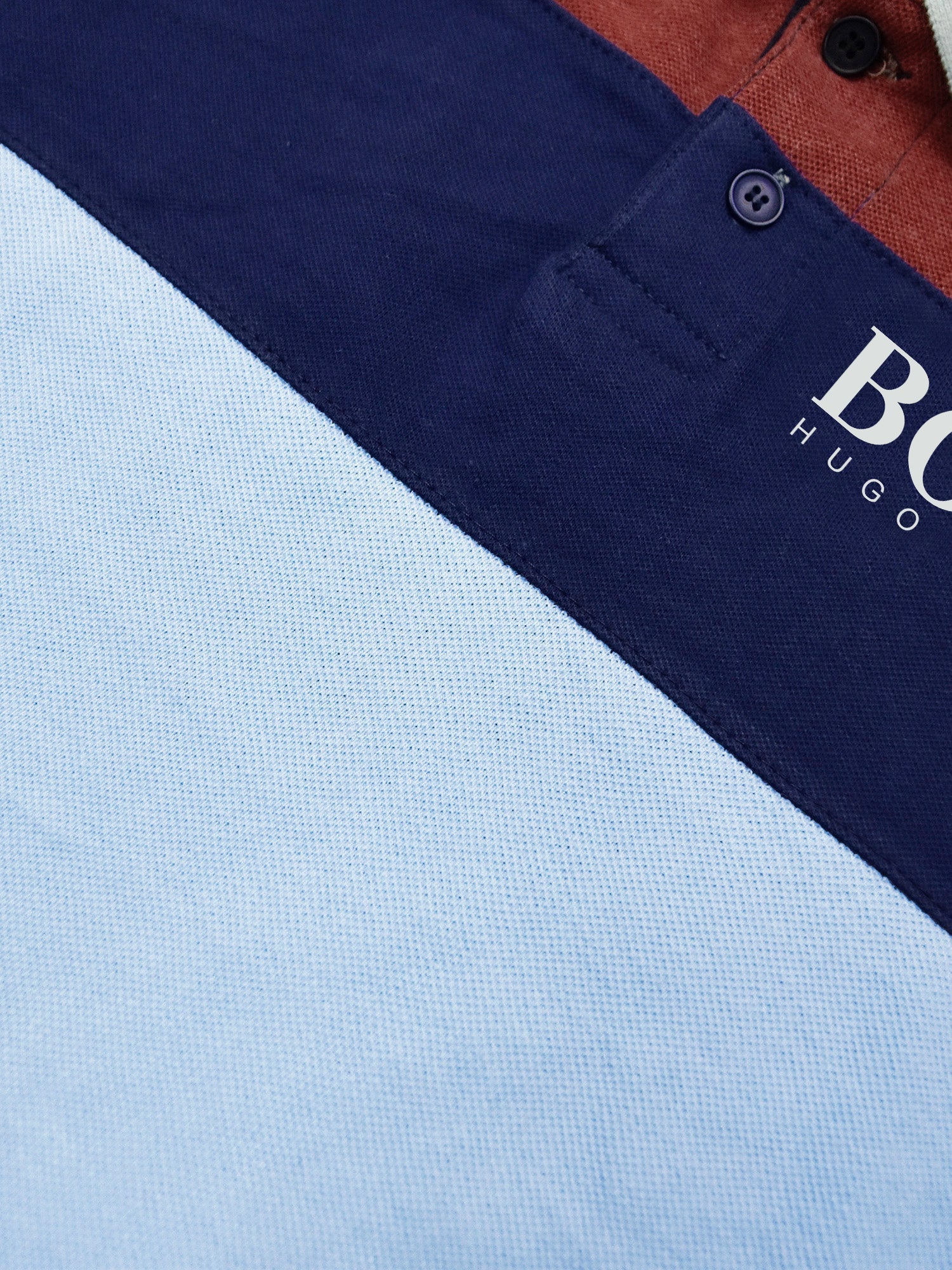 HB Summer P.Q Polo Shirt For Kids-Sky with Navy & Brown-RT284