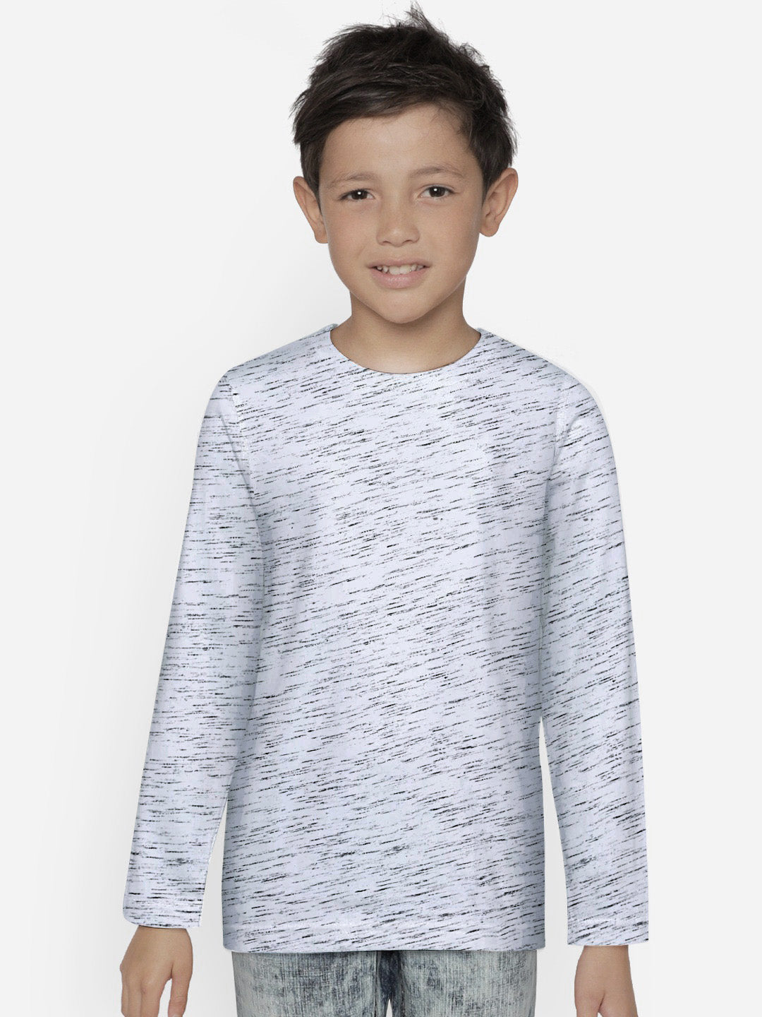 Next Long Sleeve T Shirt For Kids-White With Melange-BR807